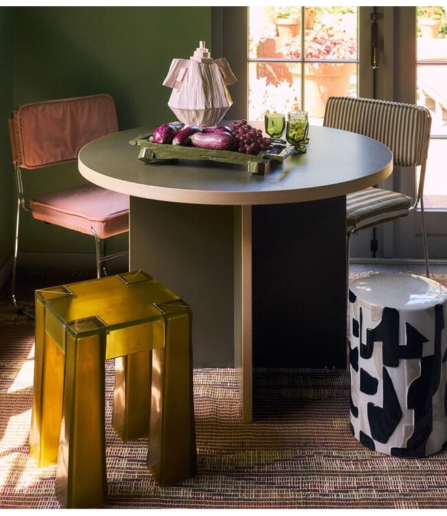 HKLIVING Kruk Resin stool, vintage yellow