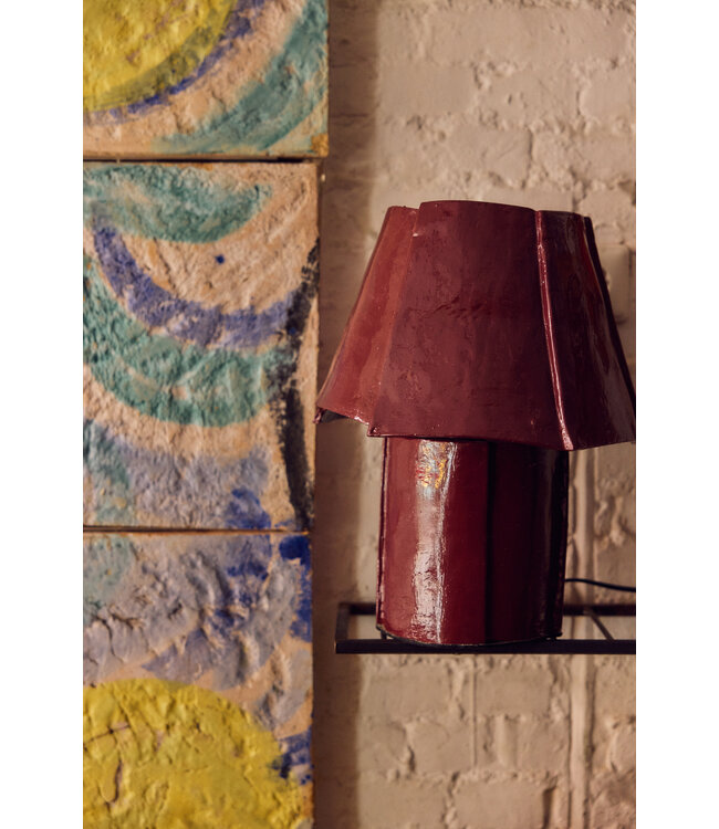 HKLIVING Tafellamp Cotton maché table lamp, burgundy