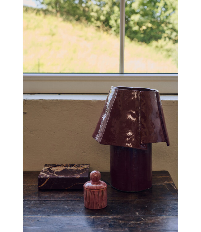 HKLIVING Tafellamp Cotton maché table lamp, burgundy