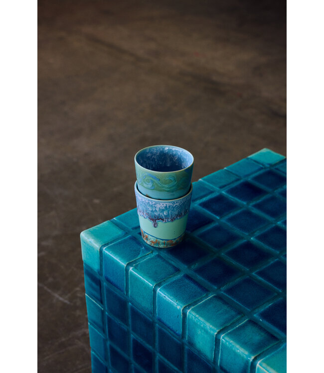 HKLIVING Bijzettafel Tiled side table, turquoise