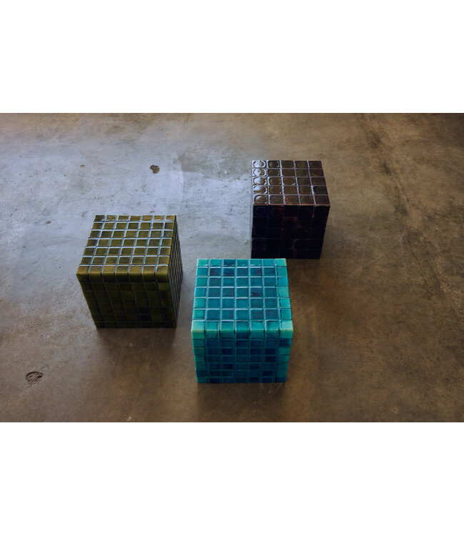 HKLIVING Bijzettafel Tiled side table, turquoise