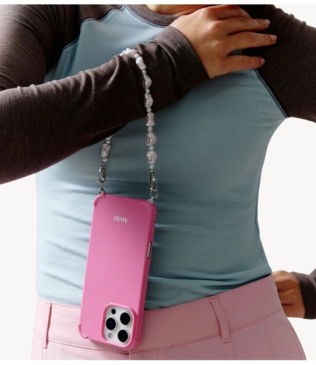 Ateljé Telefoonkoord short Pink pearl cord
