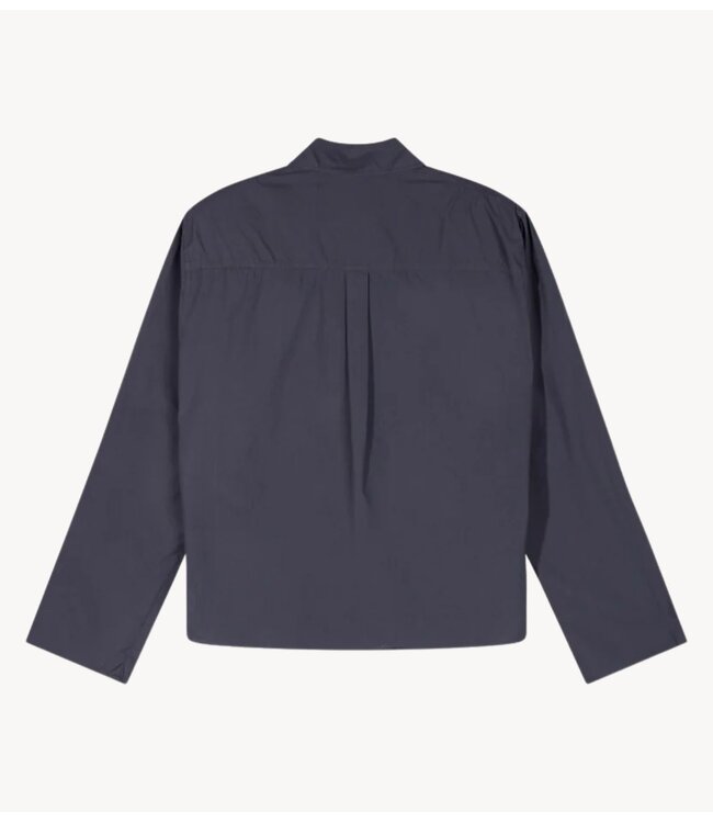 10DAYS Blouse cropped shoulder shirt white steel blue