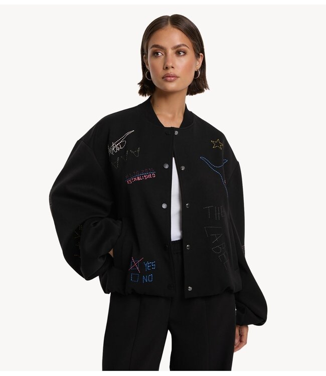 Alix The Label Jas ladies woven artwork bomber black