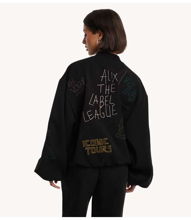 Alix The Label Jas ladies woven artwork bomber black