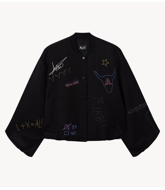 Alix The Label Jacket ladies woven artwork bomber black