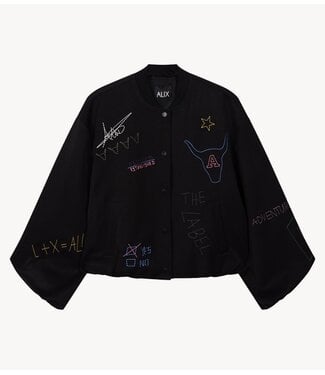 Alix The Label Jas ladies woven artwork bomber black