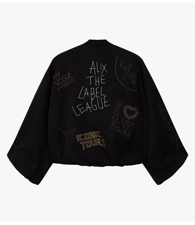 Alix The Label Jas ladies woven artwork bomber black