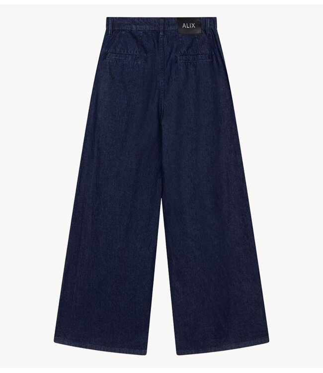 Alix The Label Broek ladies woven wide leg denim pants indigo denim
