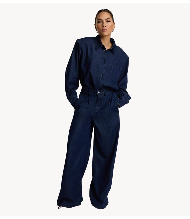 Alix The Label Broek ladies woven wide leg denim pants indigo denim