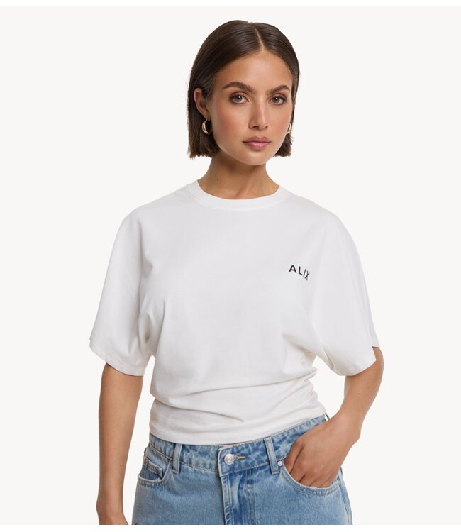 Alix The Label Top ladies knitted batwing t-shirt soft white