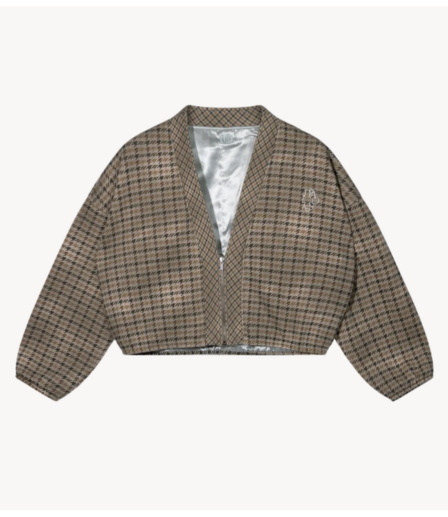 10DAYS Vest check cardigan reversible champagne