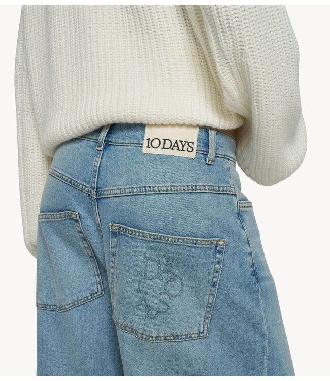 10DAYS Broek wide tapered denim pants blue denim