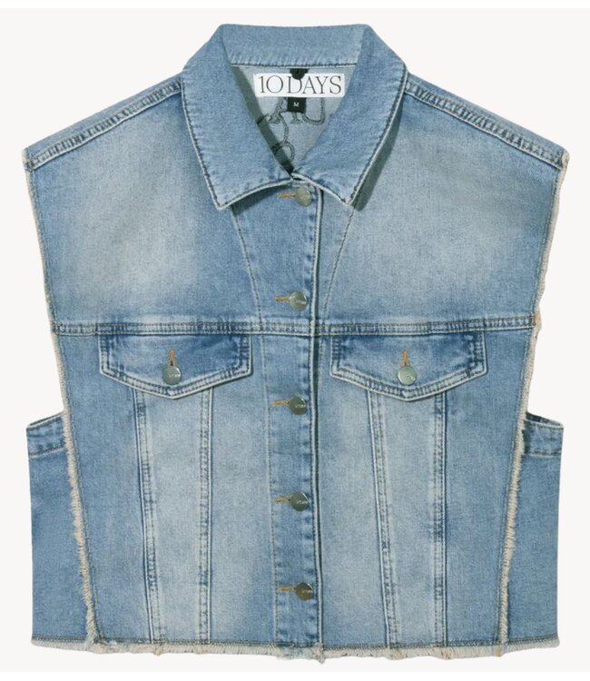 10DAYS Gilet cropped denim gilet blue denim