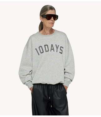 10DAYS Trui statement sweater logo light grey melee