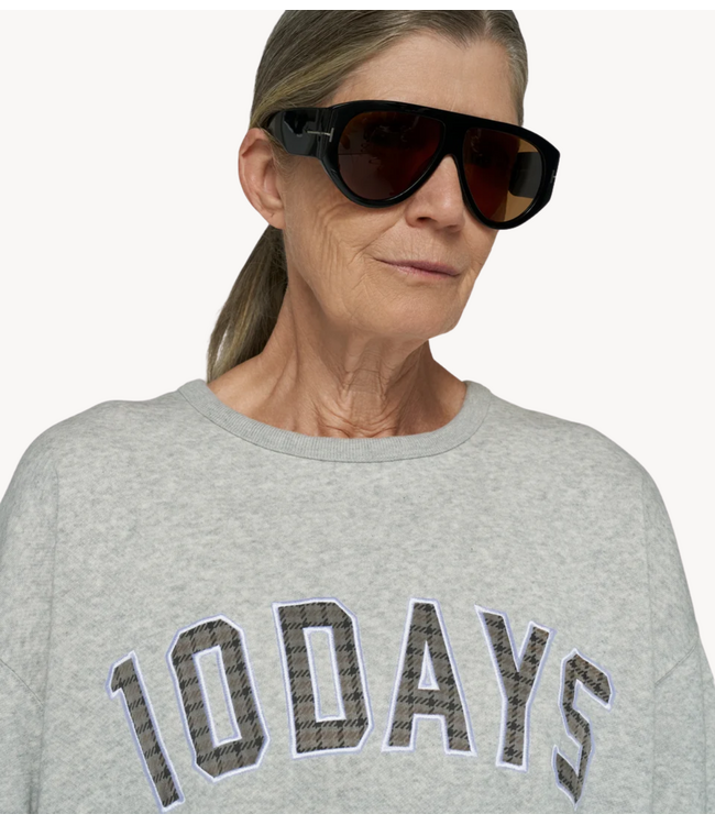 10DAYS Trui statement sweater logo light grey melee