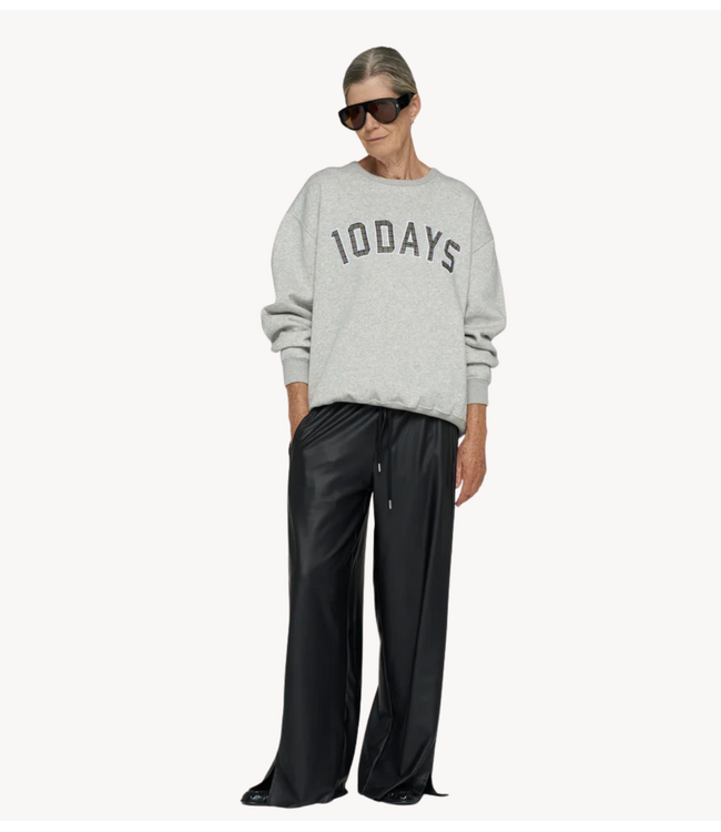 10DAYS Trui statement sweater logo light grey melee