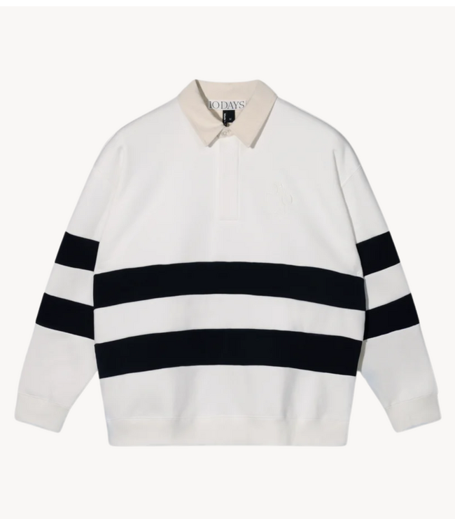 10DAYS Trui statement rugby sweater stripes ecru