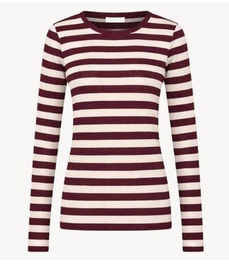 BY-BAR Top basic ls big stripe top burgundy crush
