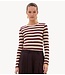 BY-BAR Top basic ls big stripe top burgundy crush