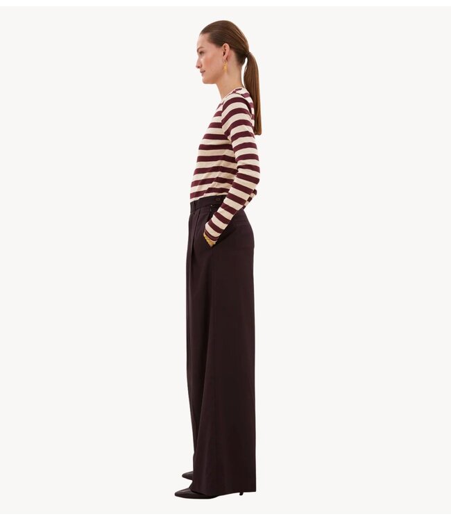 BY-BAR Top basic ls big stripe top burgundy crush