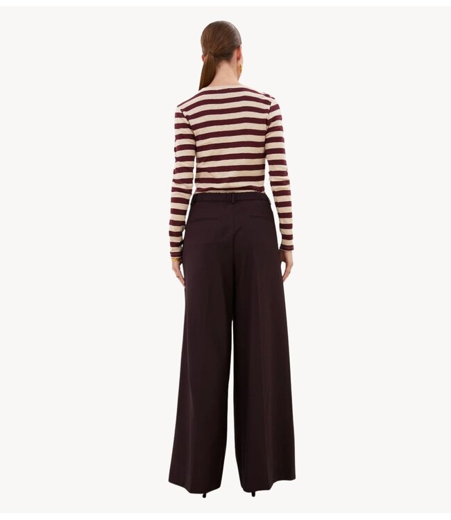 BY-BAR Top basic ls big stripe top burgundy crush
