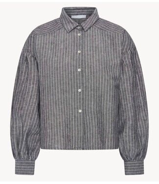 BY-BAR Blouse sarah short thin stripe blouse ash grey stripe