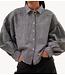 BY-BAR Blouse sarah short thin stripe blouse ash grey stripe