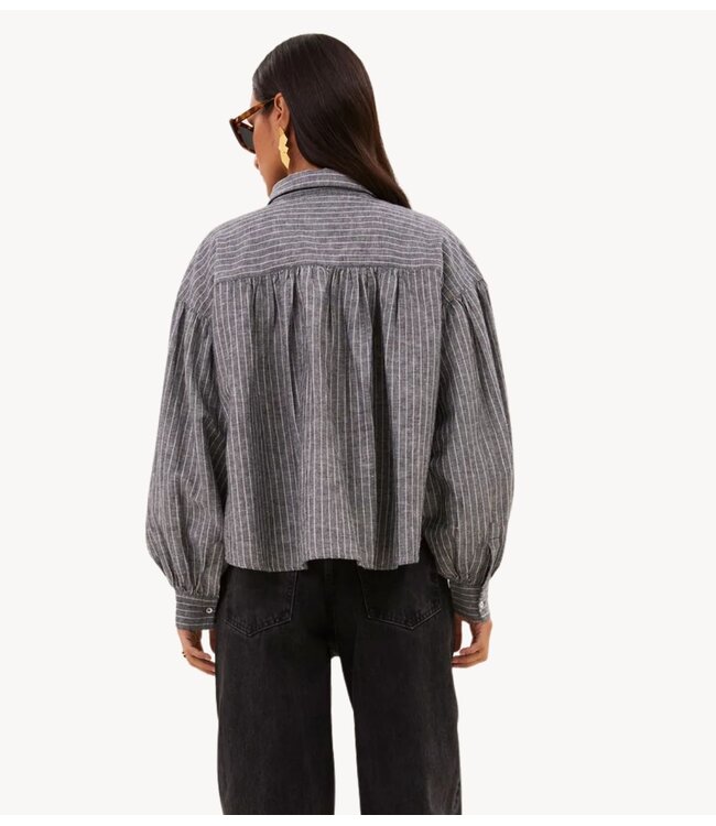 BY-BAR Blouse sarah short thin stripe blouse ash grey stripe