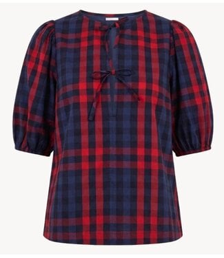 BY-BAR Blouse kaya red check blouse royal red check
