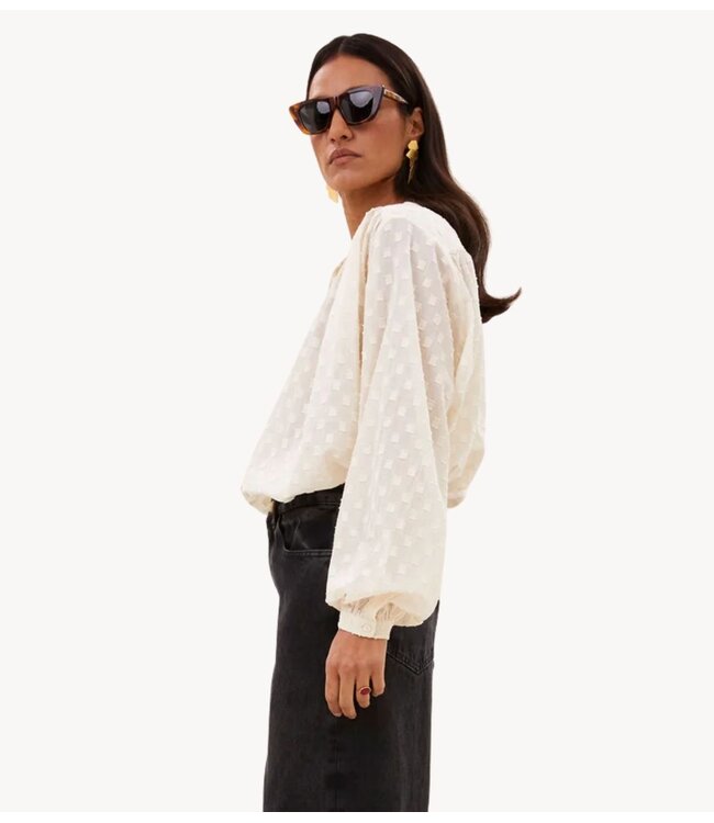 BY-BAR Blouse nyka weave blouse off white weave
