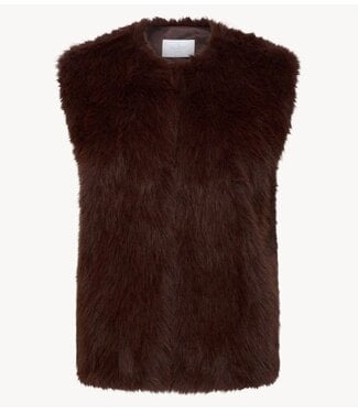 BY-BAR Gilet mona faux fur gilet dark brown