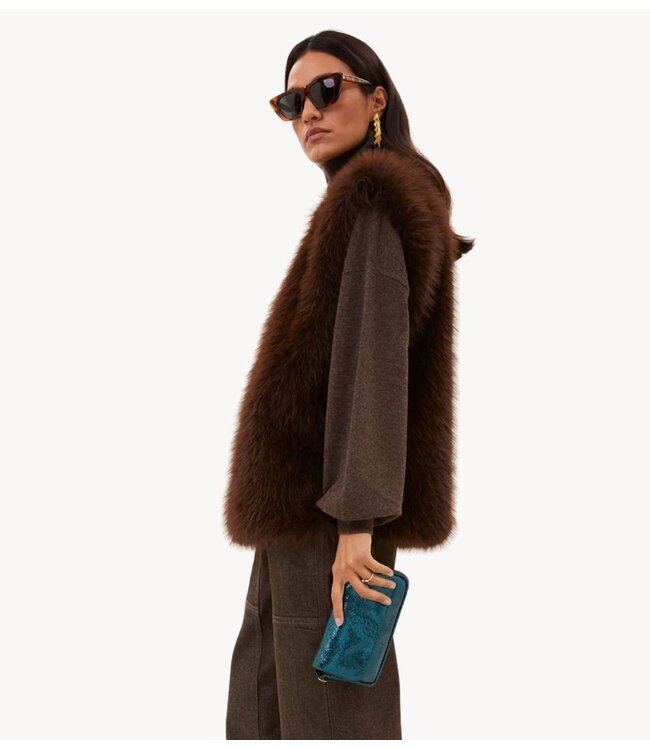 BY-BAR Gilet mona faux fur gilet dark brown