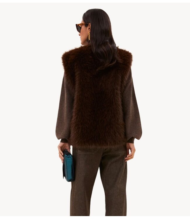 BY-BAR Gilet mona faux fur gilet dark brown