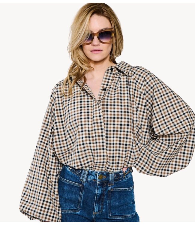 OU. Blouse Blouse Somerset Biscotti Check