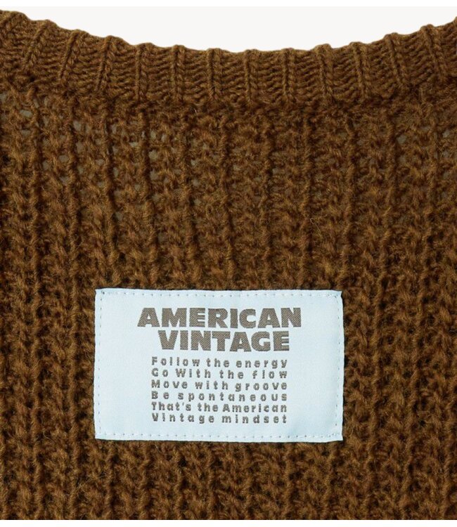 American Vintage Trui CYROW COL ROND MOKA CHINE