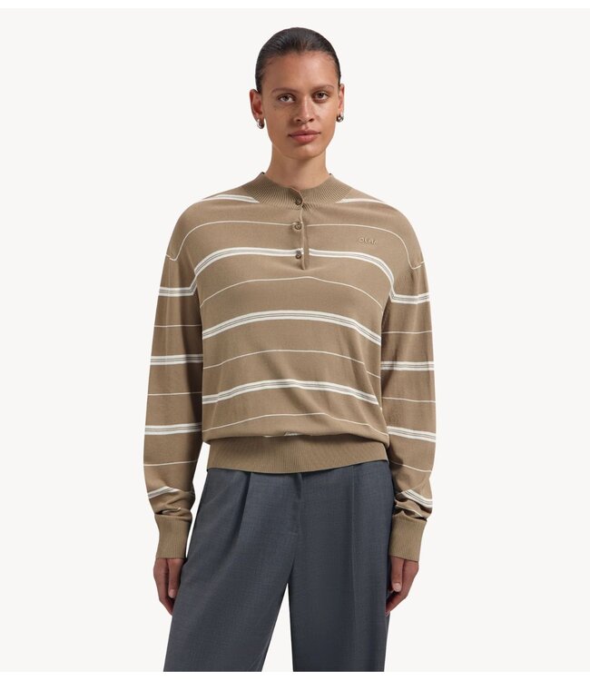 OLAF Shirt STRIPED KNITTED POLO LINT