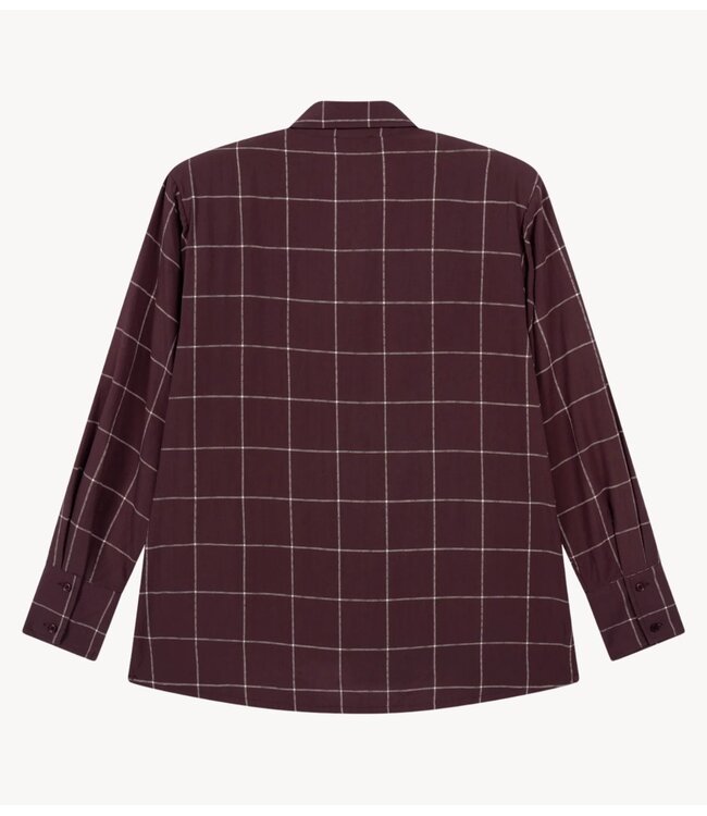 Refined Department Blouse ladies woven blouse check shoulder pads NARO check