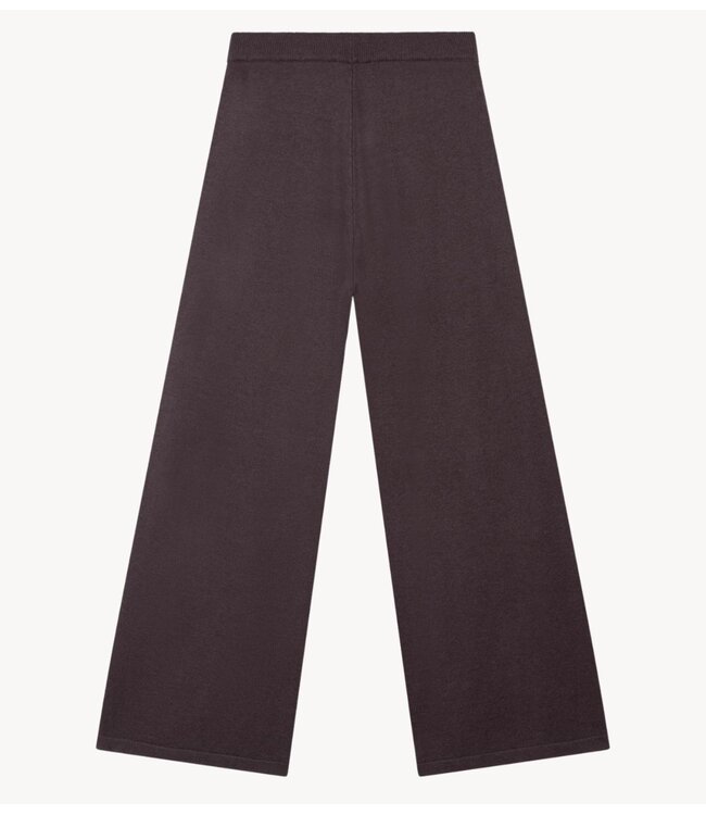 Refined Department Broek ladies knitted wide leg pants LOWEN choc brown