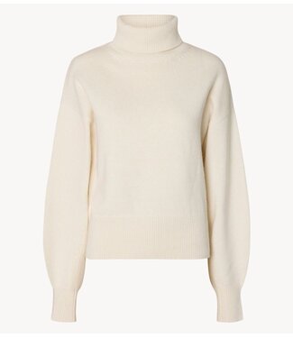 Selected Trui SLWELLIE LS KNIT ROLL NECK Egret