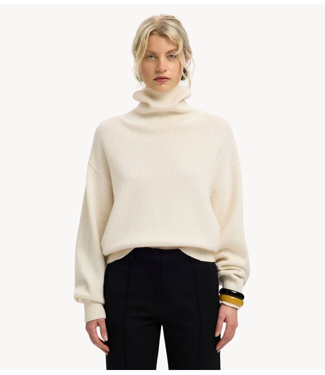 Selected Trui SLWELLIE LS KNIT ROLL NECK Egret