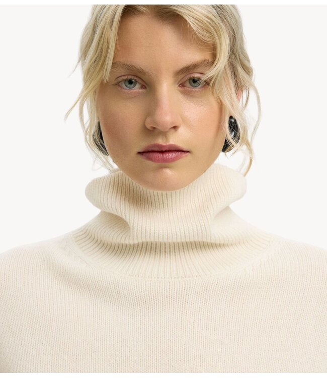 Selected Trui SLWELLIE LS KNIT ROLL NECK Egret