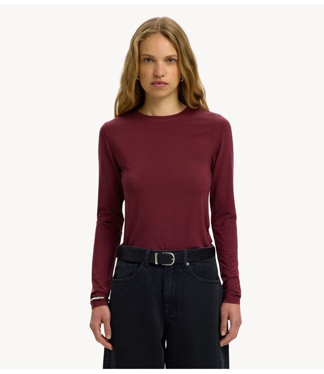 Selected Top SLWMANJA LS O-NECK NOOS Tawny Port