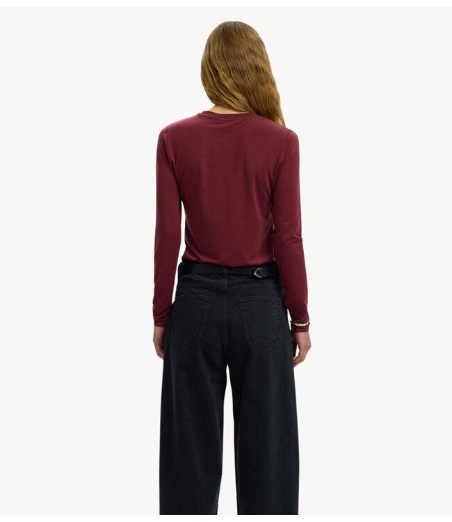 Selected Top SLWMANJA LS O-NECK NOOS Tawny Port