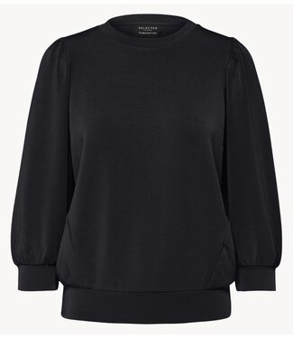 Selected Top SLWTENNY 3/4 SWEAT TOP NOOS Black