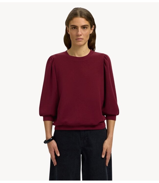 Selected Top SLWTENNY 3/4 SWEAT TOP NOOS Tawny Port
