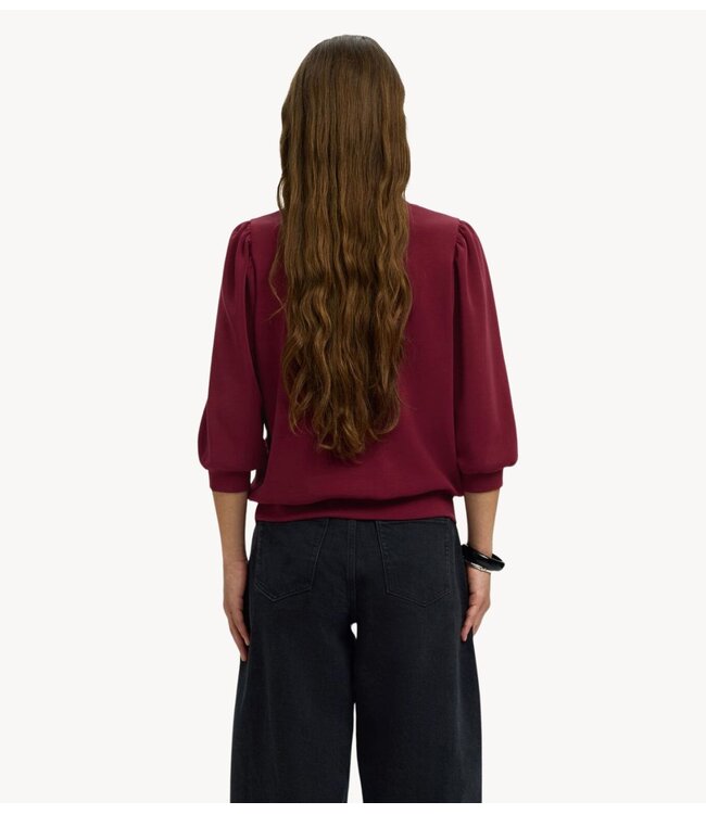 Selected Top SLWTENNY 3/4 SWEAT TOP NOOS Tawny Port