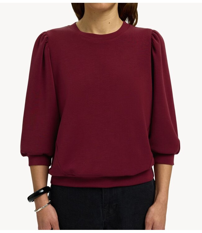Selected Top SLWTENNY 3/4 SWEAT TOP NOOS Tawny Port