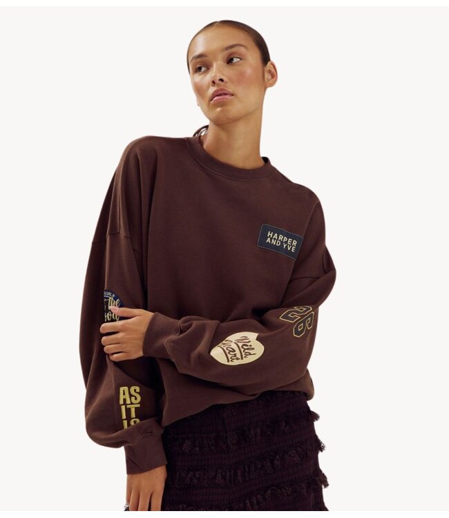 HARPER & YVE Trui PATCH-SW hot fudge