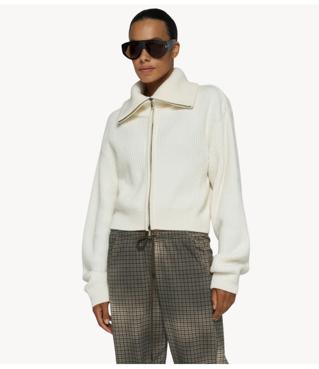 10DAYS Vest rib knit zip cardigan ecru